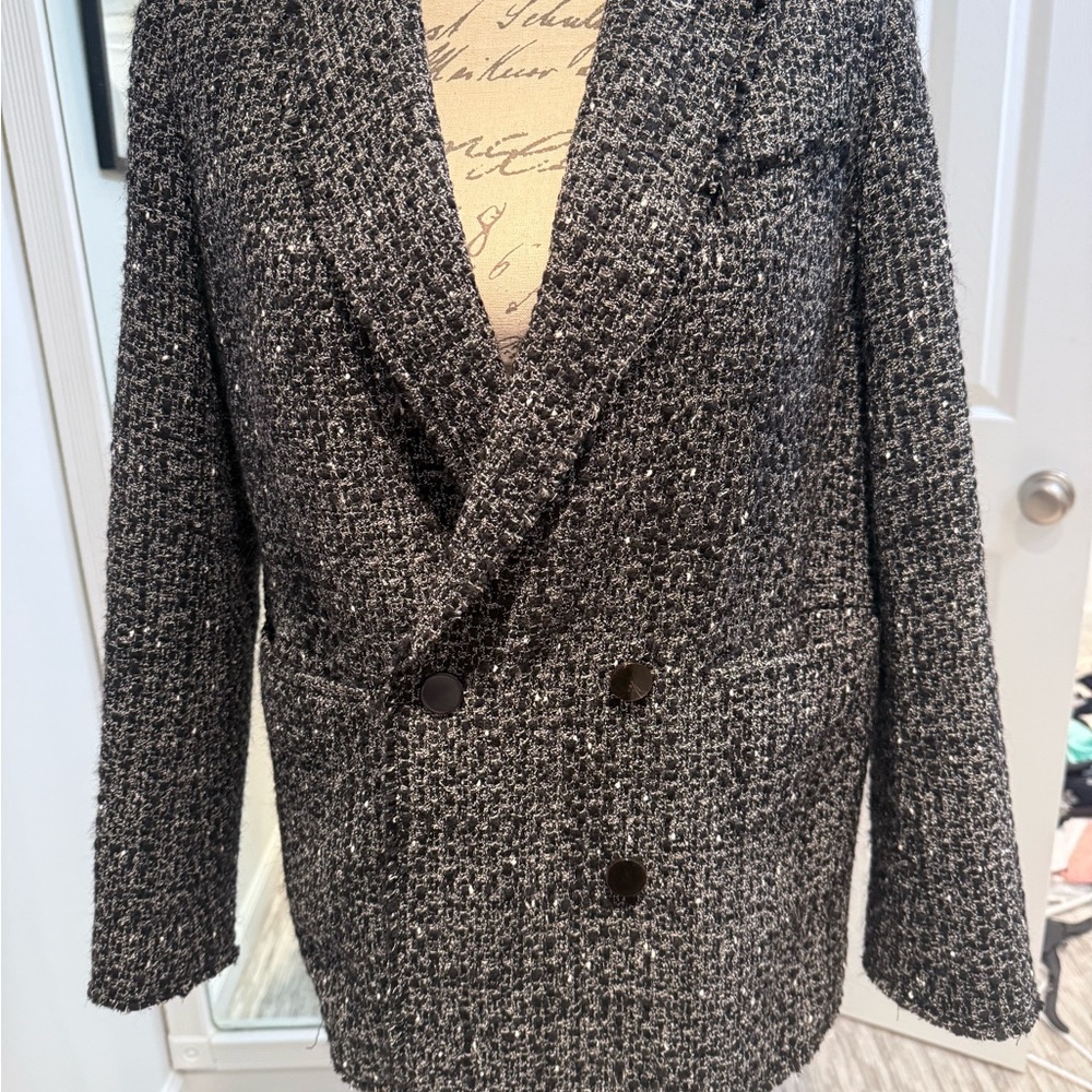 Theory Black and White Tweed Blazer - Picture 5 of 7